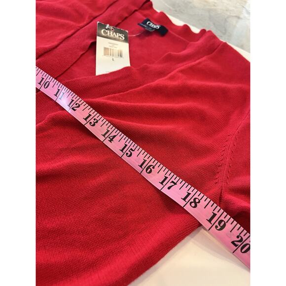 Ralph Lauren Chaps Cardigan Women SZ L Open NEW 3/4 Sleeve Yacht Red Cropped NWT - Picture 3 of 8